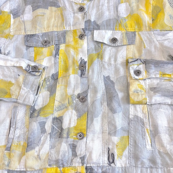 Simply Art by Dolcezza Woven Linen Bomber Jacket in Citron Mist I Medium - Picture 9 of 11